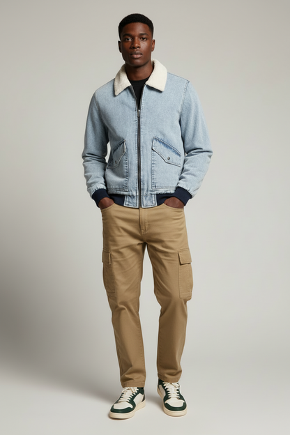 Cashmere Mens Street Denim Jacket- Light Weight Cashmere Winter Jacket