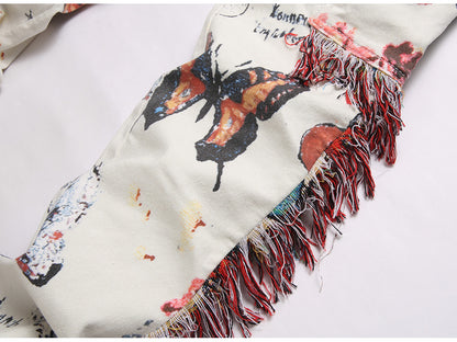 Butterfly Paris Mens Denim Cargos- Light Weight Cotton Casual Denim Jeans With Embroidery