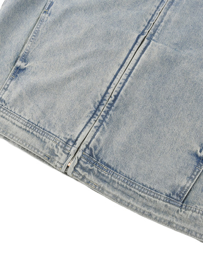 Vintage Wash Zip Denim Jacket