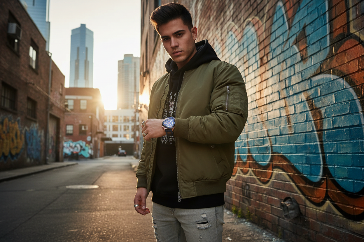 Quartz Tri-Bezel Watch-  Mens Illuminating Elegant Tri-Bezel Watch