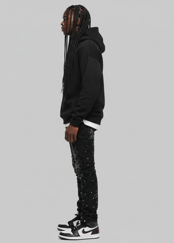 Frostbite Diamond Studded Denim Jeans- Men's Light Weight Cotton Casual Denim Jeans