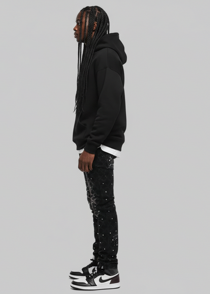 Frostbite Diamond Studded Denim Jeans- Men's Light Weight Cotton Casual Denim Jeans