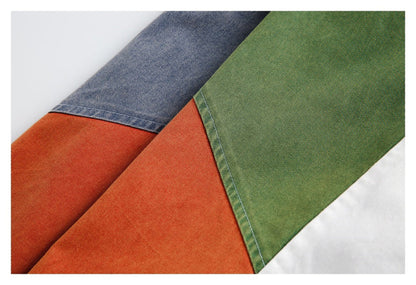 Retro Denim Jacket- Lightweight Denim Jacket With Unique Patchwork