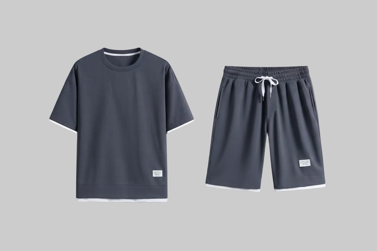 Lux Waffle Lounge Set- Lightweight Casual Men's Polyester Set