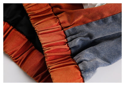 Retro Denim Jacket- Lightweight Denim Jacket With Unique Patchwork