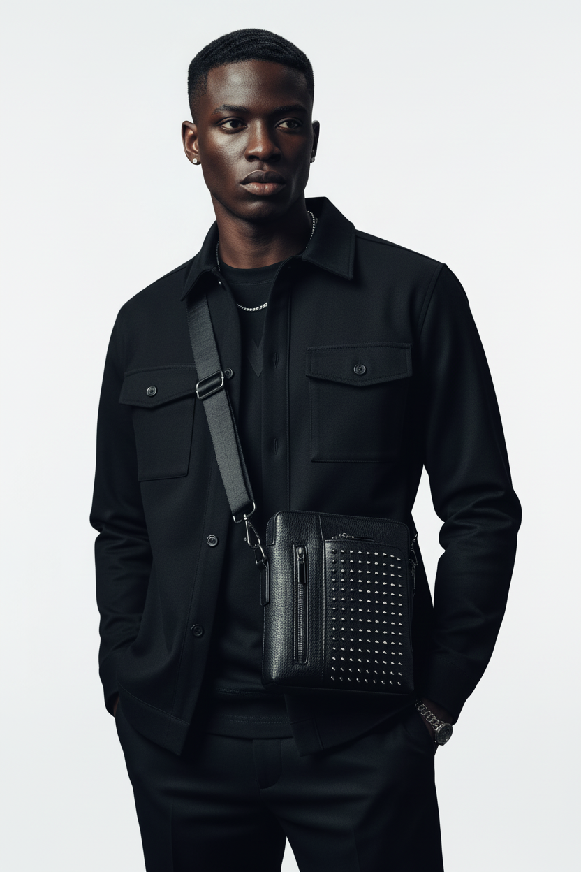 Midnight Lux Crossbody Bag- Lightweight Studded Lifestyle Crossbody Bag