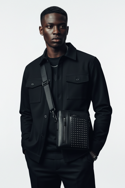 Midnight Lux Crossbody Bag- Lightweight Studded Lifestyle Crossbody Bag