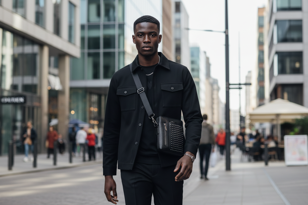 Midnight Lux Crossbody Bag- Lightweight Studded Lifestyle Crossbody Bag