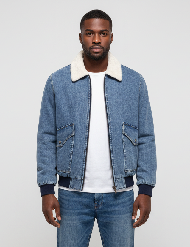 Cashmere Mens Street Denim Jacket- Light Weight Cashmere Winter Jacket