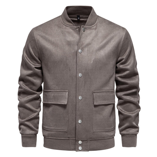 Polyester Crewneck Bomber Button Up Jacket