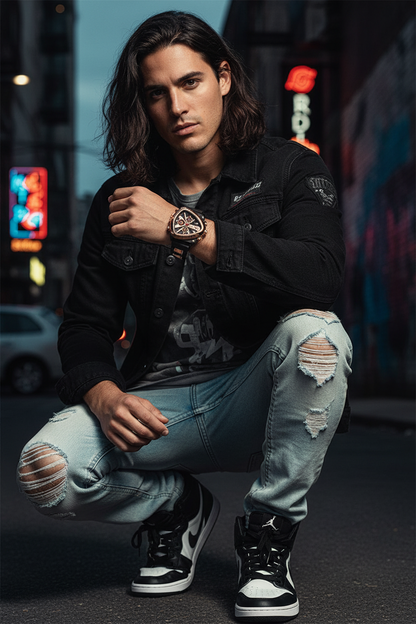 Quartz Tri-Bezel Watch-  Mens Illuminating Elegant Tri-Bezel Watch