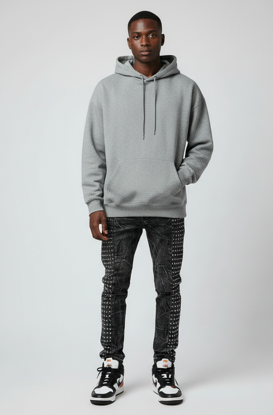 Midnight Ash Studded Jeans- Light Weight Casual Studded Design Denim Jeans