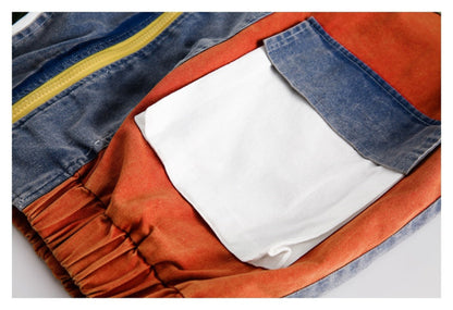 Retro Denim Jacket- Lightweight Denim Jacket With Unique Patchwork