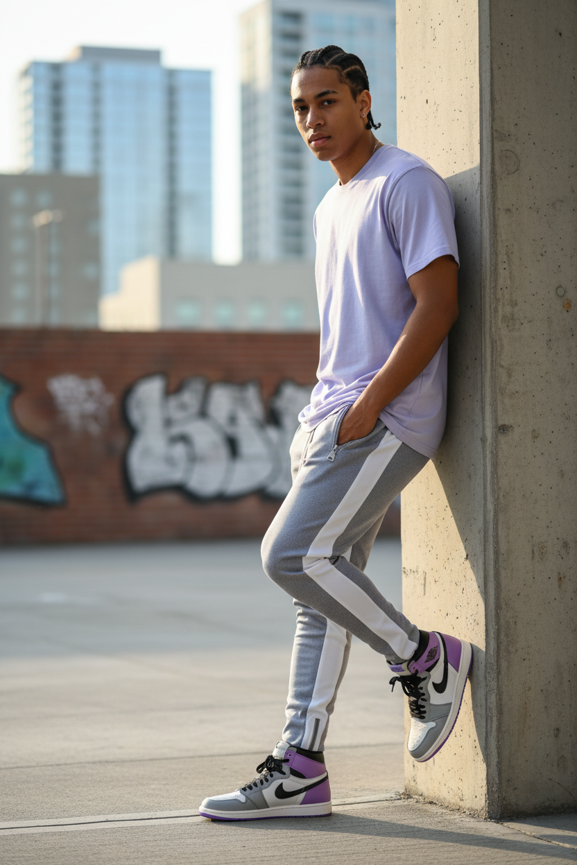 Mens Street Track Runner Pants- Light Weight Track Pants With Strecth