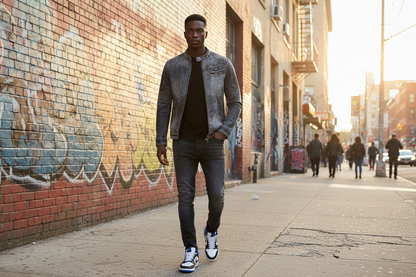 Italiano Lux Mens Denim Jacket- Light Weight Cotton Casual Denim Jacket