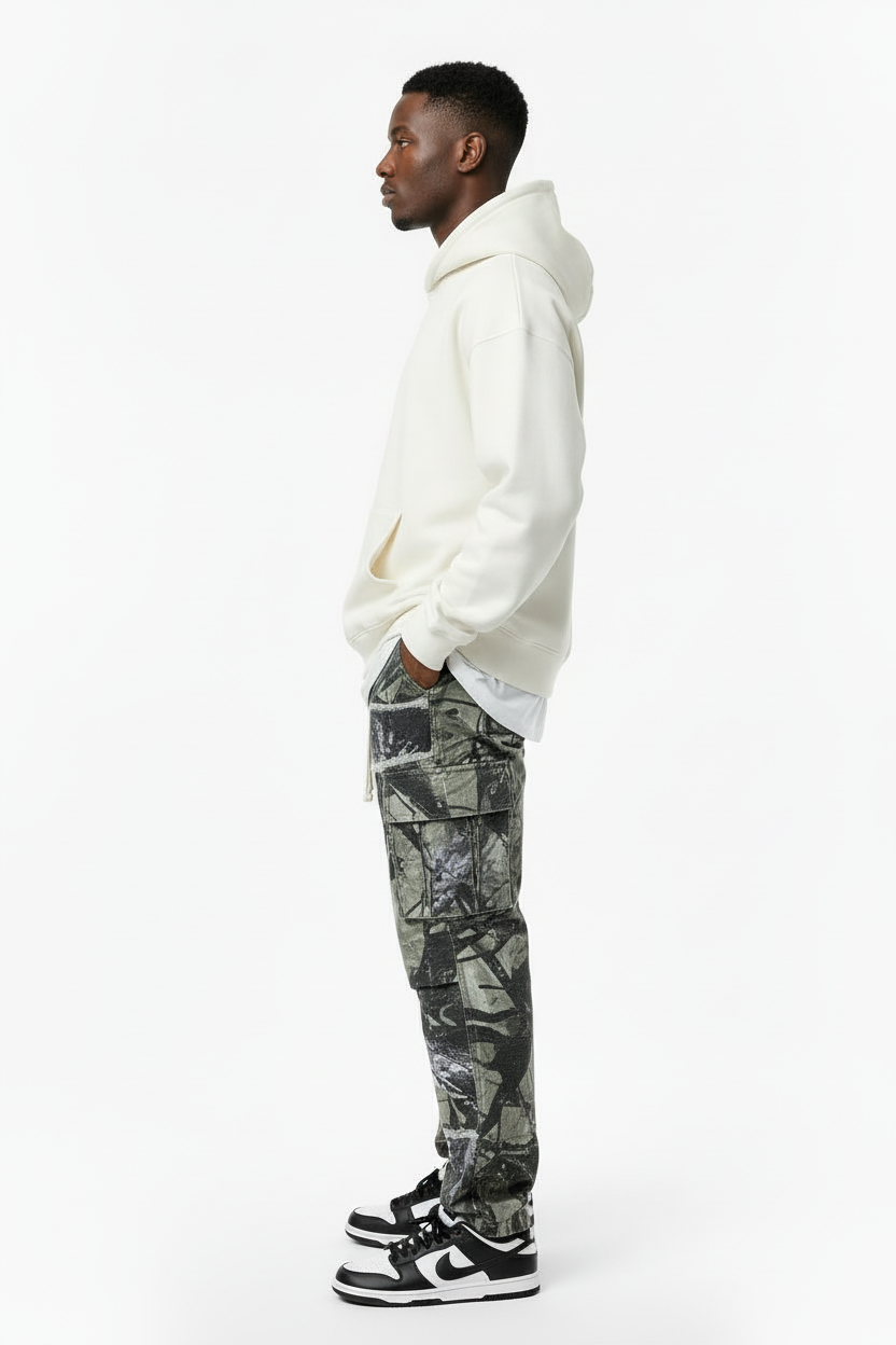 Baggy Woodland Mens Cargos- Light Weight Cotton Casaual Camouflage Cargos