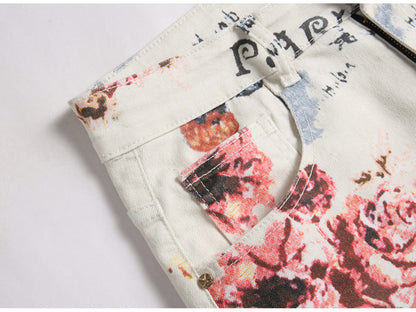 Butterfly Paris Mens Denim Cargos- Light Weight Cotton Casual Denim Jeans With Embroidery