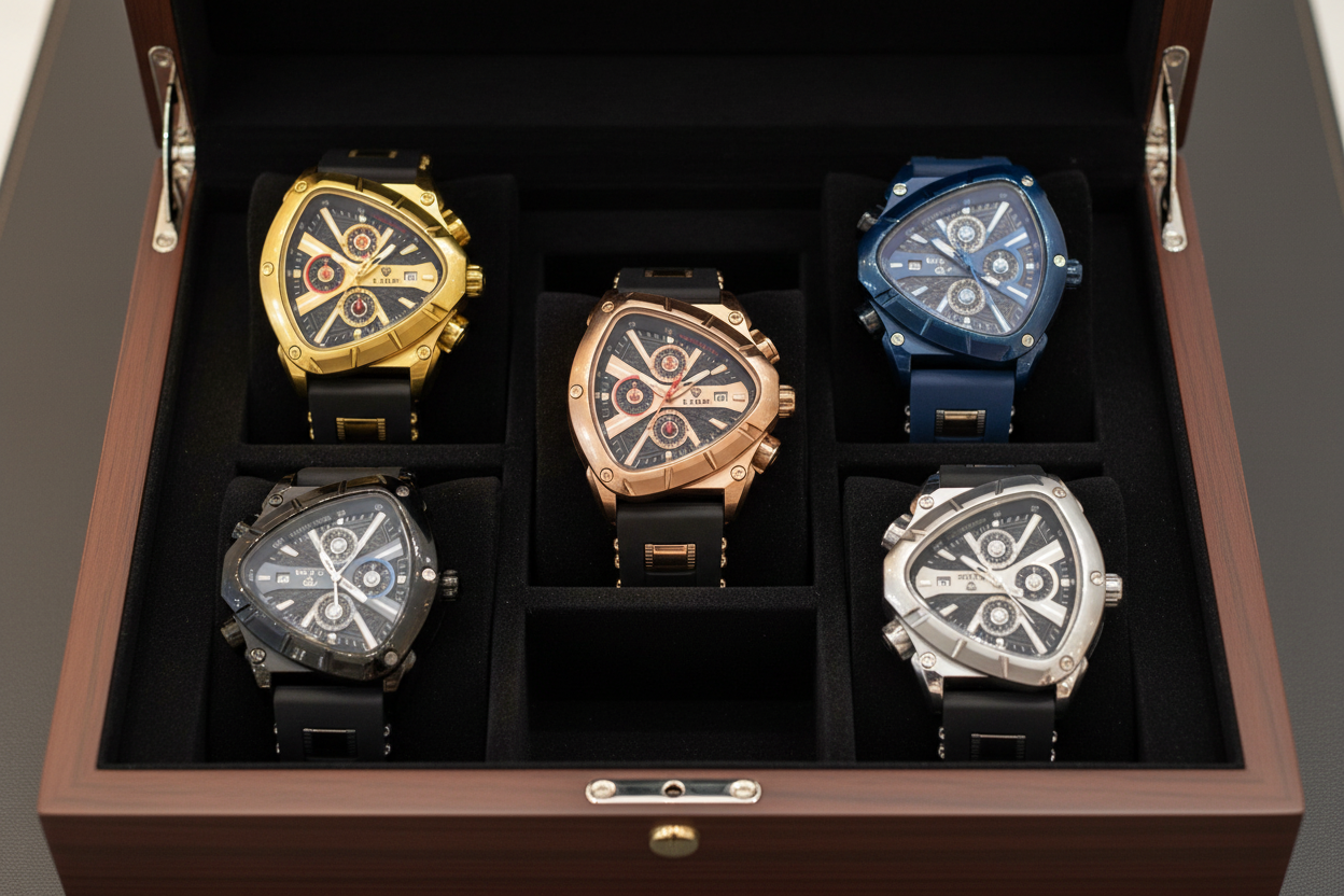 Quartz Tri-Bezel Watch-  Mens Illuminating Elegant Tri-Bezel Watch