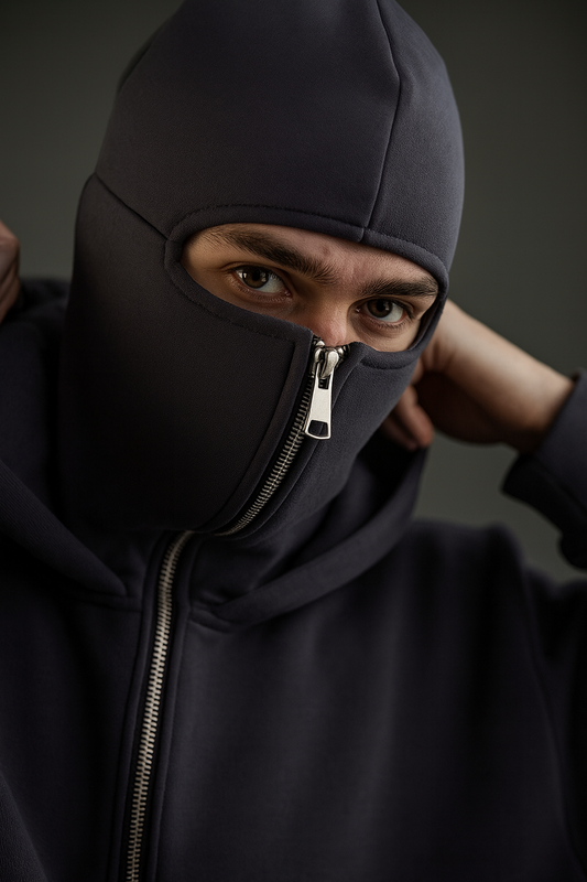 Ski-Mask Mens Hoodie- Light Weight Casual Winter Cotton Hoodie