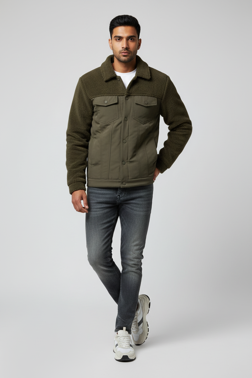 Casual Cashmere Bomber Jacket- Light Weight Collard Winter Jacket