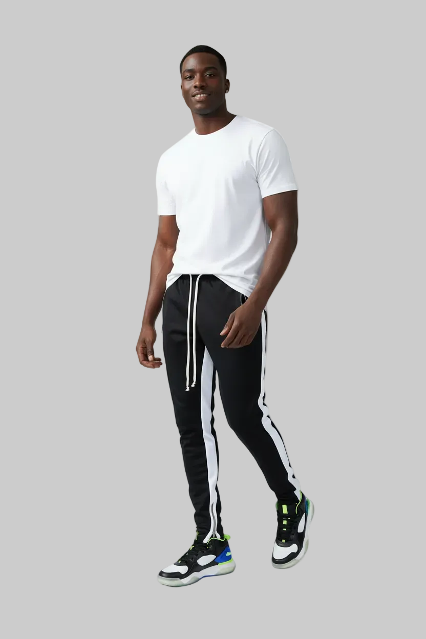 Mens Street Track Runner Pants- Light Weight Track Pants With Strecth